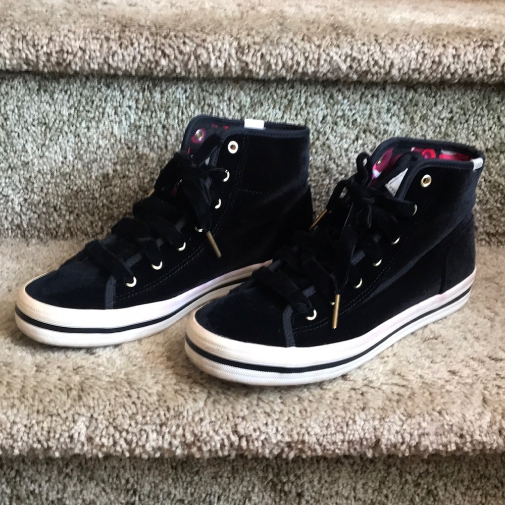 Keds x Kate Spade black velvet high tops sz 6
